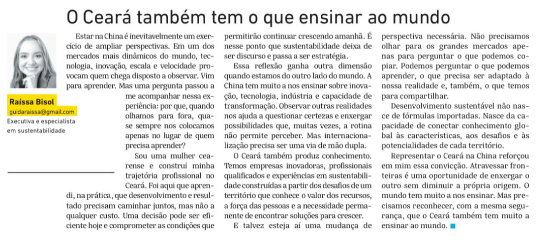 O Ceará também tem o que ensinar ao mundo